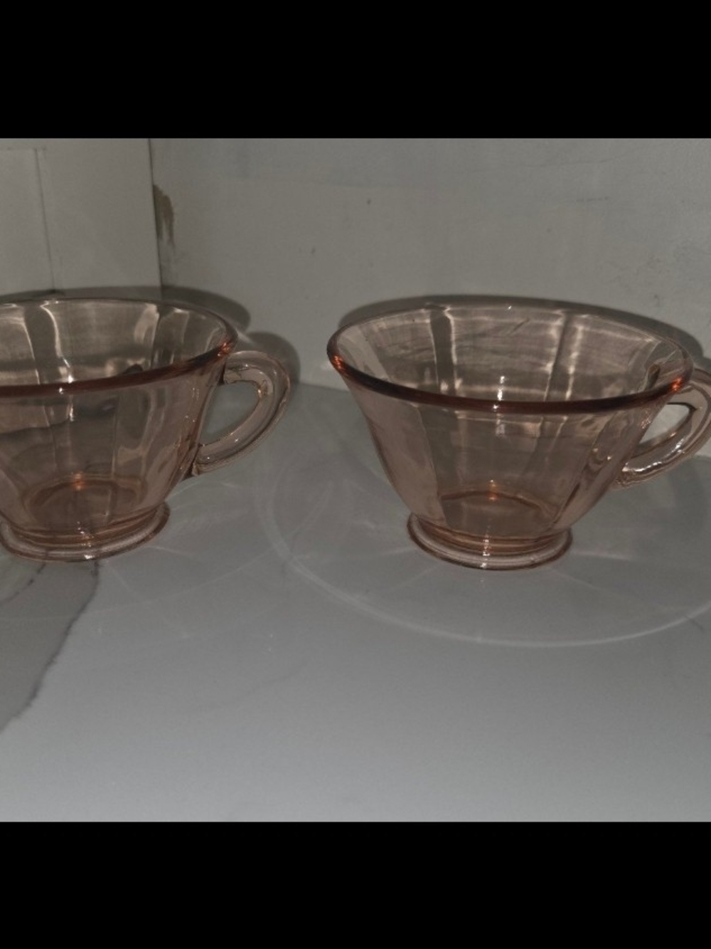 Vintage Pink Depression Glass Teacups - Set of 2